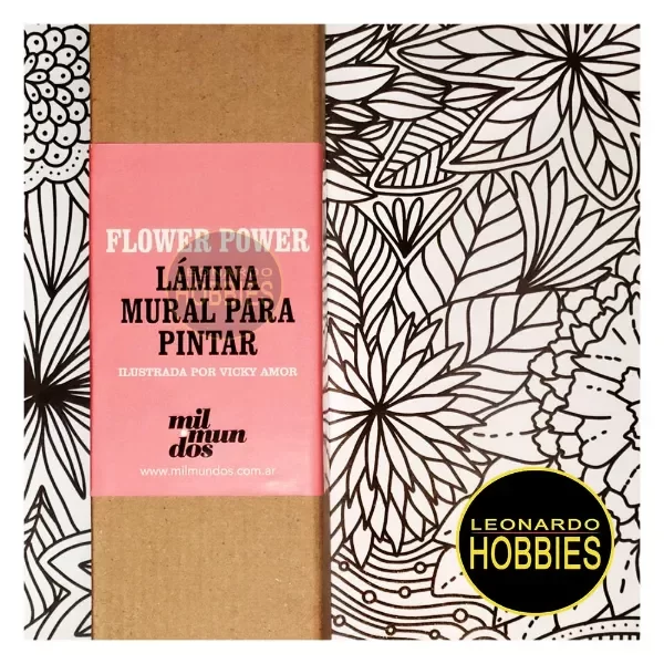Producto - Flower Power Lámina Mural p/pintar Mil Mundos LM-008