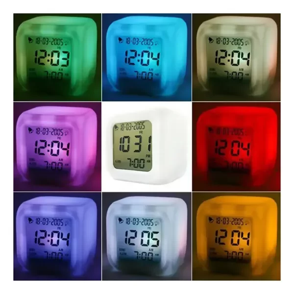 Producto - OT849 RELOJ DESPERTADOR DIGITAL LUMINOSO CUBO LED DE COLORES