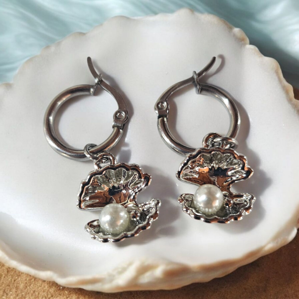 Producto - Argollitas acero ostra fantasia