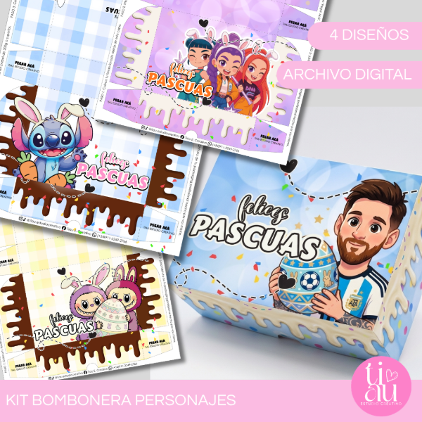 Producto - KIT BOMBONERA PERSONAJES TENDENCIA ADAPTADO A PASCUAS