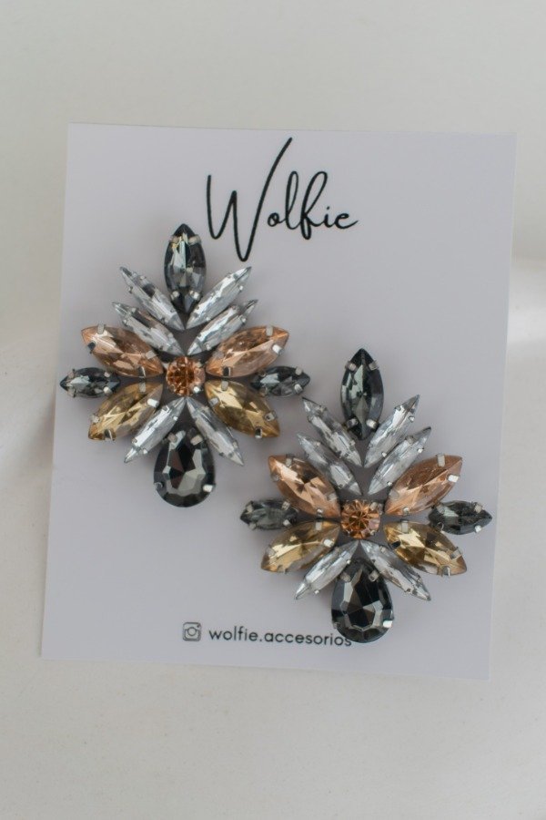 Producto - Aro CHLOE . dorado y gris humo