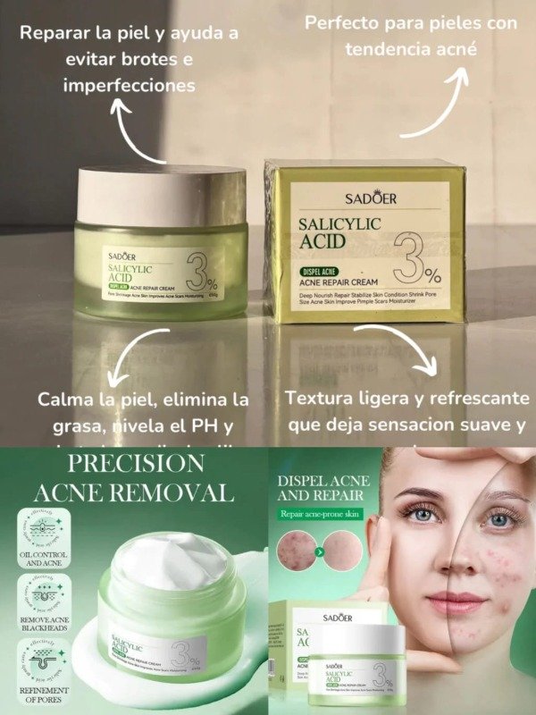 Producto - CREMA FACIAL PARA ACNE REPAIR SILACYLIC ACIDO SADOER