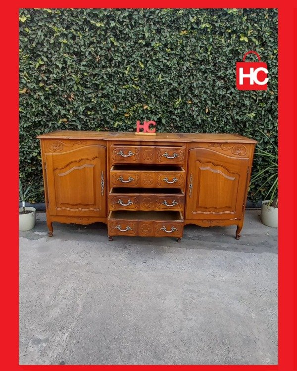 Producto - Gran bahiut vajillero antiguo estilo Francés Provenzal en madera maciza tallada - 7