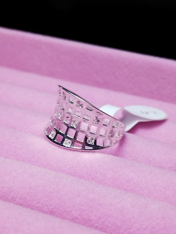 Producto - Anillo de plata badén cuadriculado