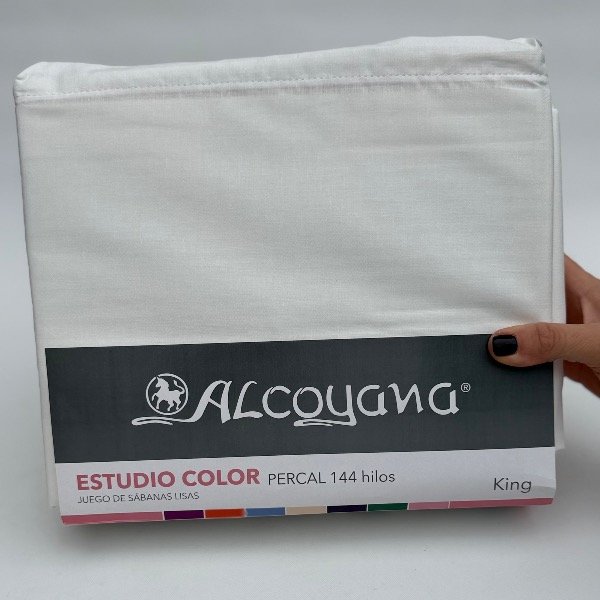 Producto - JUEGO DE SABANAS LISAS ALCOYANA 144 HILOS COLOR BLANCO MEDIDA KING