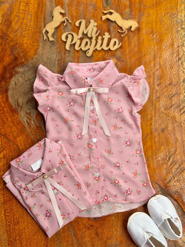Producto - Camisa Floreada Rosa con Aplique