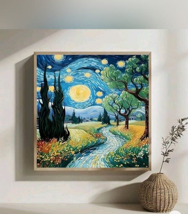 Producto - Kit Diamond Painting Noche Estrellada Paisaje 30 x 30