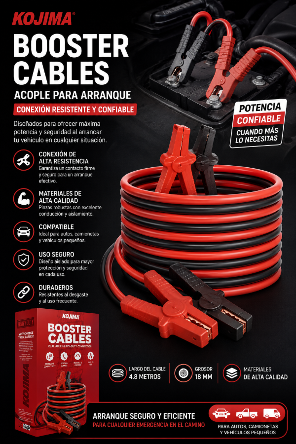Producto - Cable Puente / Acople Kojima 4.8M para Arranque de Vehículos
