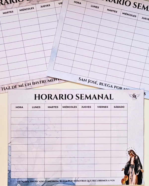 Producto - Horario Semanal - Medalla Milagrosa
