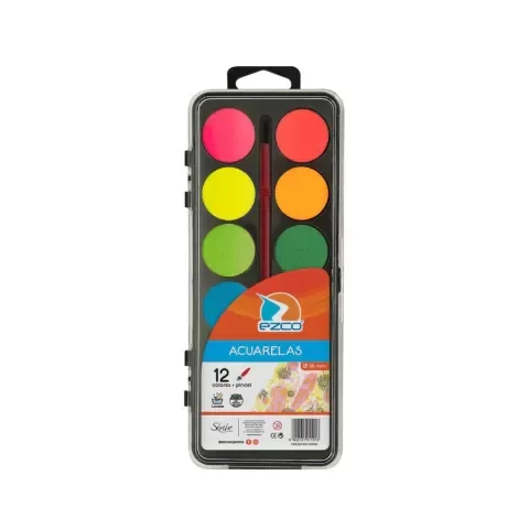 Producto - Acuarelas Ezco Estuche X 12 Colores Con Pincel - 0