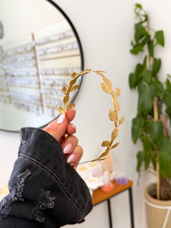 Producto - Vincha dorada hojas chicas separadas