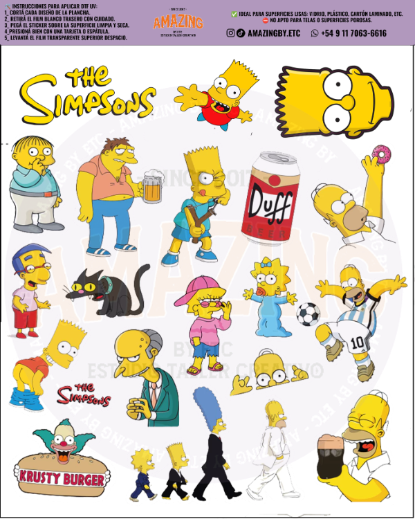 Producto - Los simpsons Plancha Stickers premium DTF UV