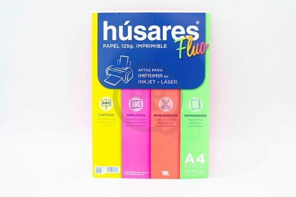 Producto - Block HUSARES A4  fluo 4 colores x 20 hs
