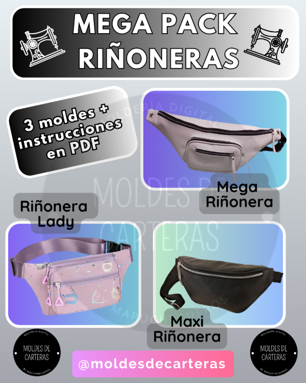 Producto - MEGA PACK RIÑONERAS - 3 MOLDES + PASO A PASO PDF