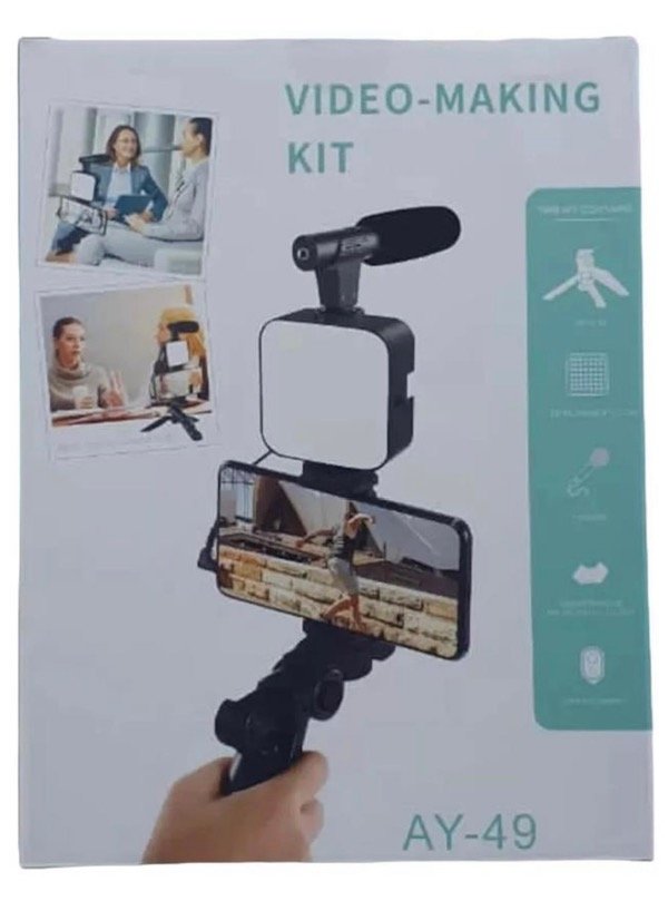 Producto - Lámpara streaming con micrófono y trípode 3.5 negra