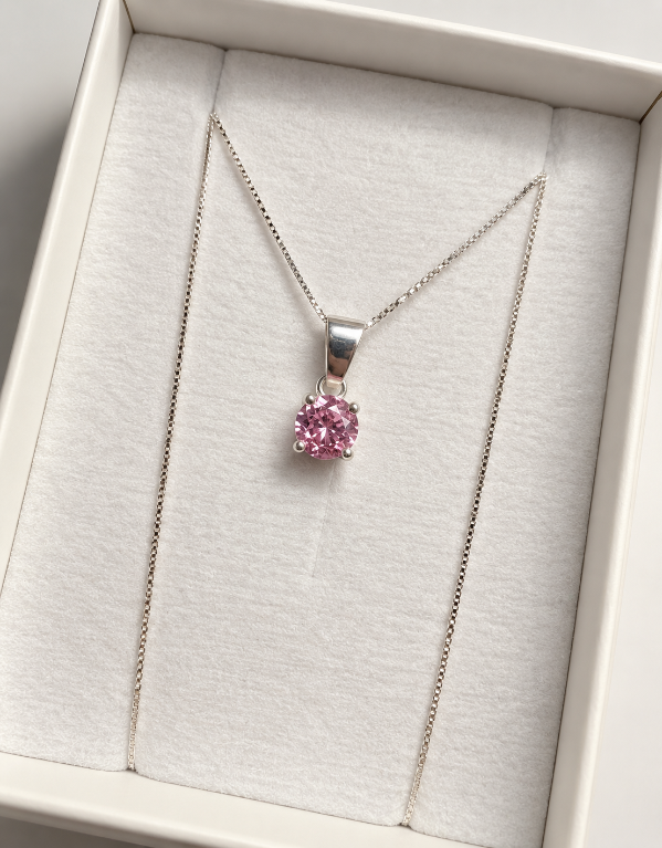 Producto - Conjunto cadena + dije piedra rosa - 0