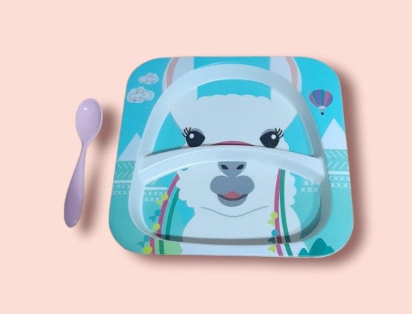 Producto - PLATO INFANTIL LLAMA CON CUCHARA