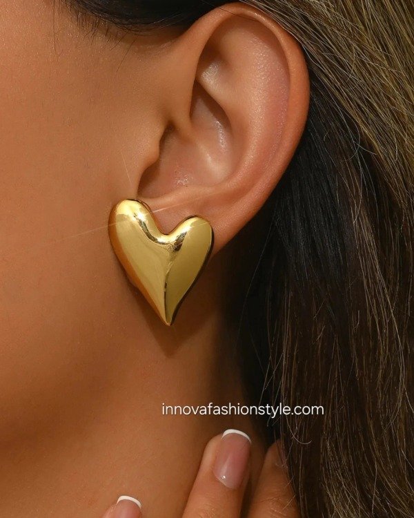Producto - Aros de Acero Dorado Corazón Roma Joyas y Tendencia - 3