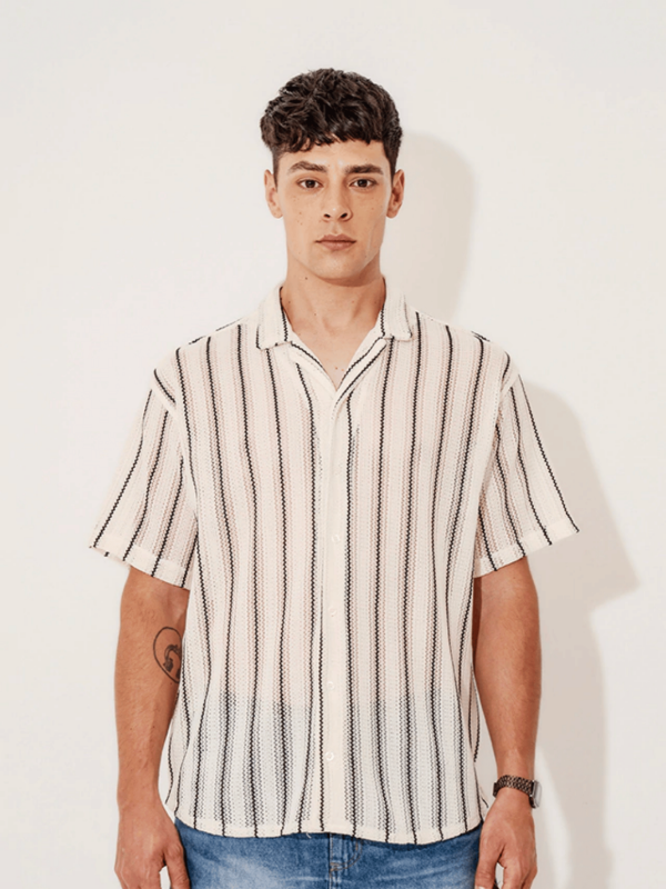 Producto - Camisa de lino blanca estampada - 0