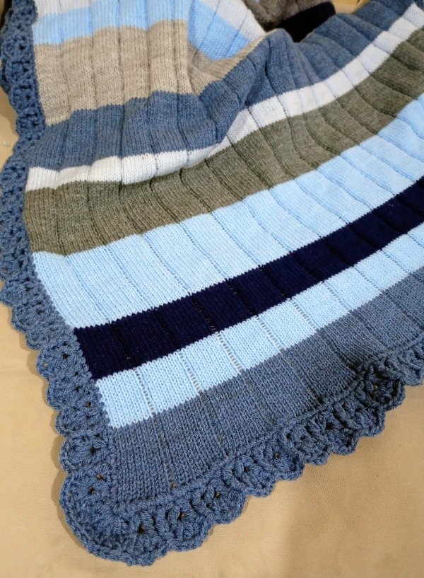 Producto - Manta para cuna. Tonos de azul.