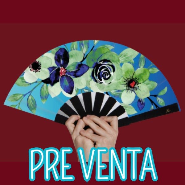 Producto - -PREVENTA- Abanico "Flores Azules" -CON ACCESORIOS-