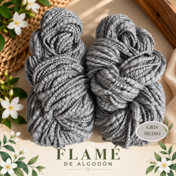 Producto - Combo Flame de Algodon Gris Medio (2 madejas)