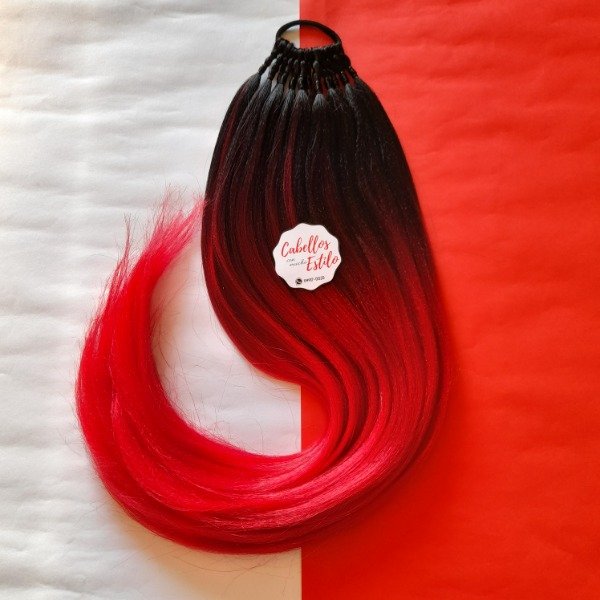 Producto - Ponytail de kanekalon negro con rojo