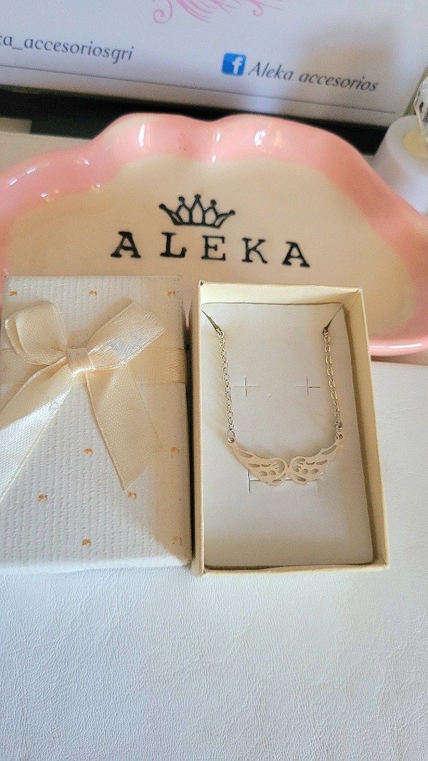 Producto - Collar alas de acero blanco - 2