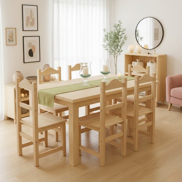 Producto - Combo Mesa Eco 1,80 m + 6 Sillas Coloniales