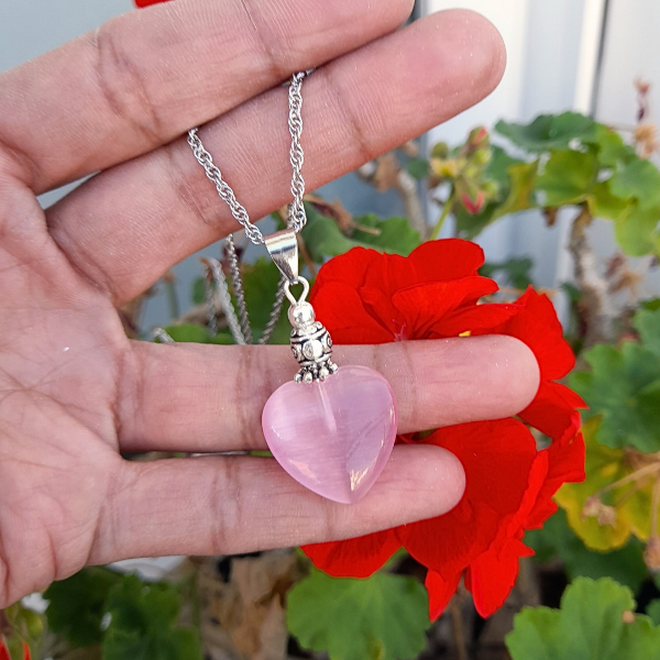 Producto - Collar Corazón Cuarzo Rosa Sabone