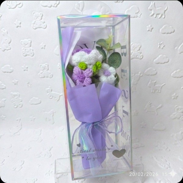Producto - Ramo flores tejidas super tiernas tonos morados