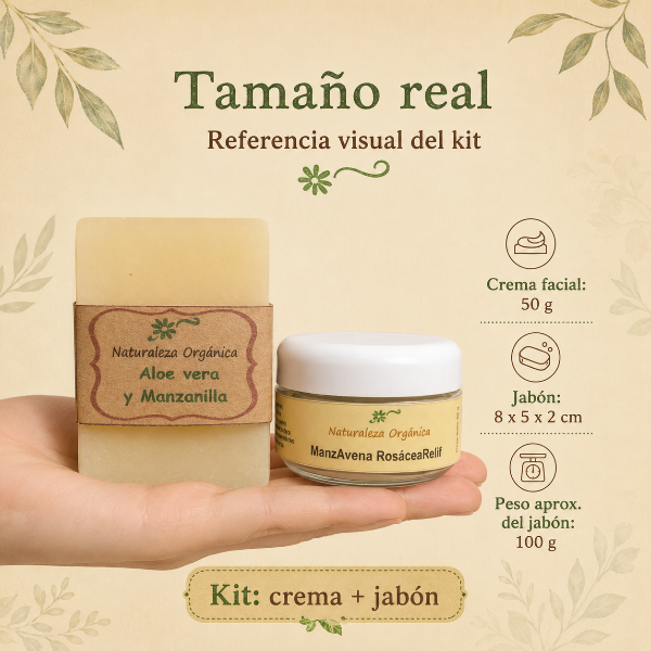 Producto - Kit Facial Natural ManzAvena + Jabón Aloe Piel Sensible y Rosácea - 4