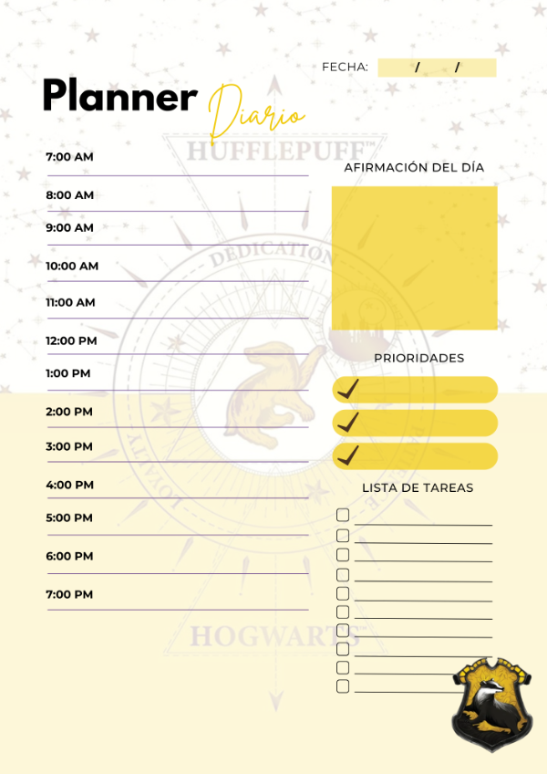 Producto - PLANNER DIARIO HUFFLEPUFF