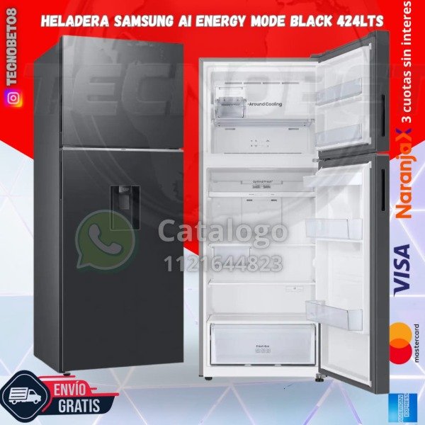 Producto - HELADERA SAMSUNG AI ENERGY MODE BLACK 424LTS
