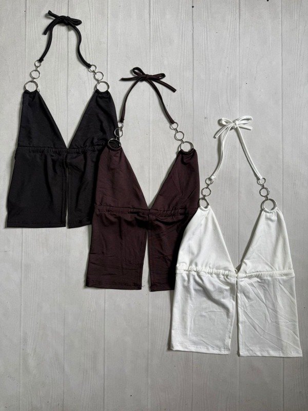 Producto - [5653] Top marilyn p/atar cuello c/argollas microfibra