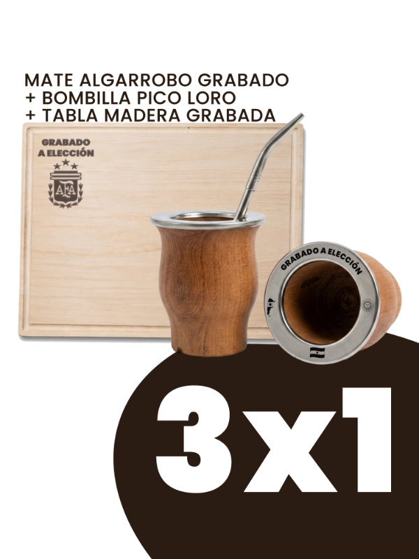 Producto - 3X1 MATE ALGARROBO + BOMBILLA + TABLA