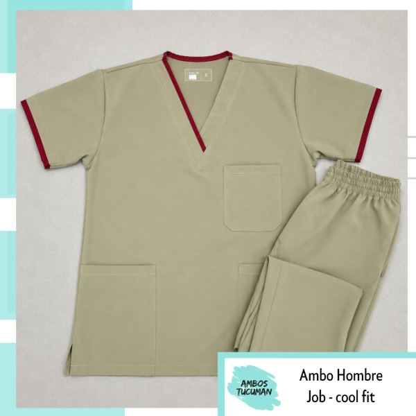 Producto - Ambo Job Marrón detalle Bordo