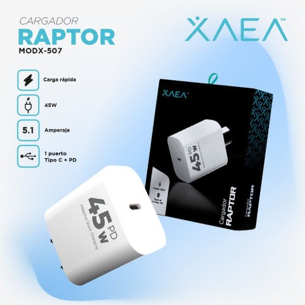 Producto - CABEZAL 220V RAPTOR  5,1A 45W  ENTRADA TIPO C  XAEA