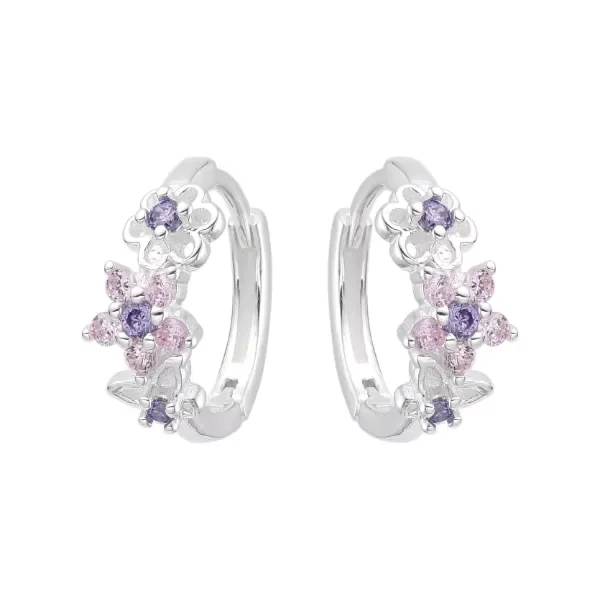 Producto - Argolla 14mm con flores tonos rosas y lila
