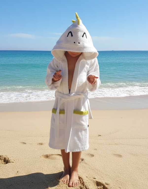 Producto - BATA Dinosaurio en toalla de algodón.  Salida De Baño