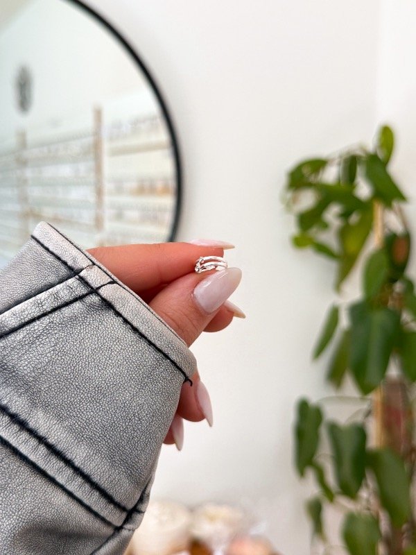 Producto - Ear cuff acero blanco doble cúbics minis - 1