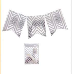Producto - Banderín zigzag plateado y blanco