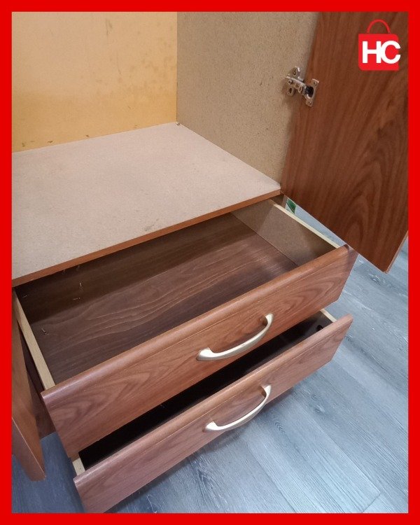 Producto - Placard ropero de 6 puertas y 4 cajones en melamina tono madera - 10