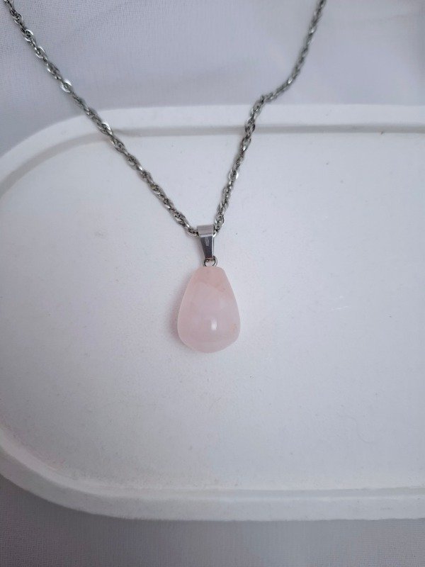 Producto - Collar Cuarzo rosa (dije gota)