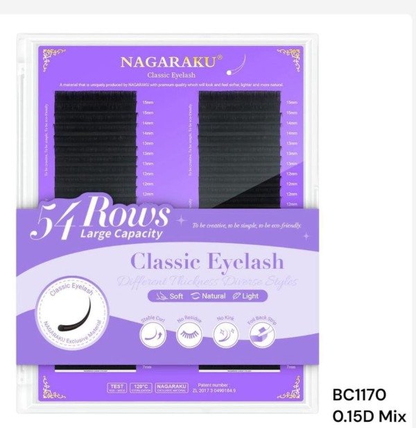 Producto - EXTENSIONES DE PESTAÑAS 54ROES CLASICAS 0.15 MIX NAGARAKU