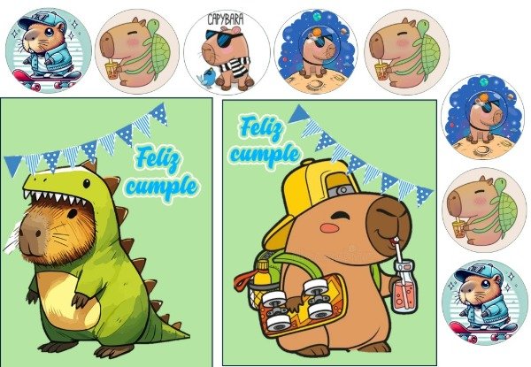 Producto - LAMINA TORTA RECTANGULAR O CAKE PIÑATA CAPYBARA 2