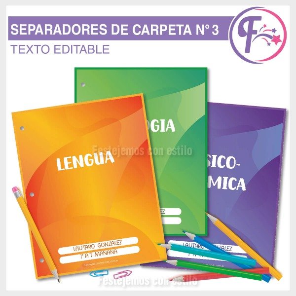 Producto - Ondas Color Kit Escolar Separadores Imprimibles