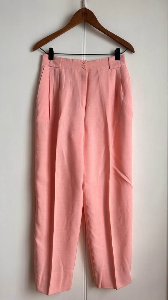 Producto - Pantalon lino rosa tiro alto