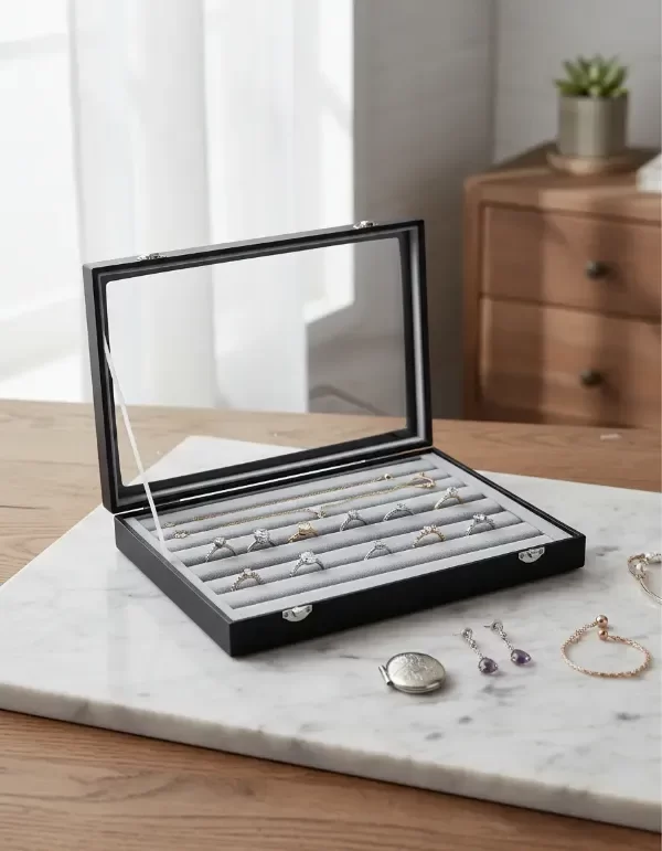 Producto - Exhibidor Estuche Terciopelo Caja Porta Anillo