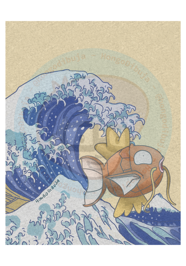 Producto - Cuadro Magikarp y La Gran ola de Kanagawa
